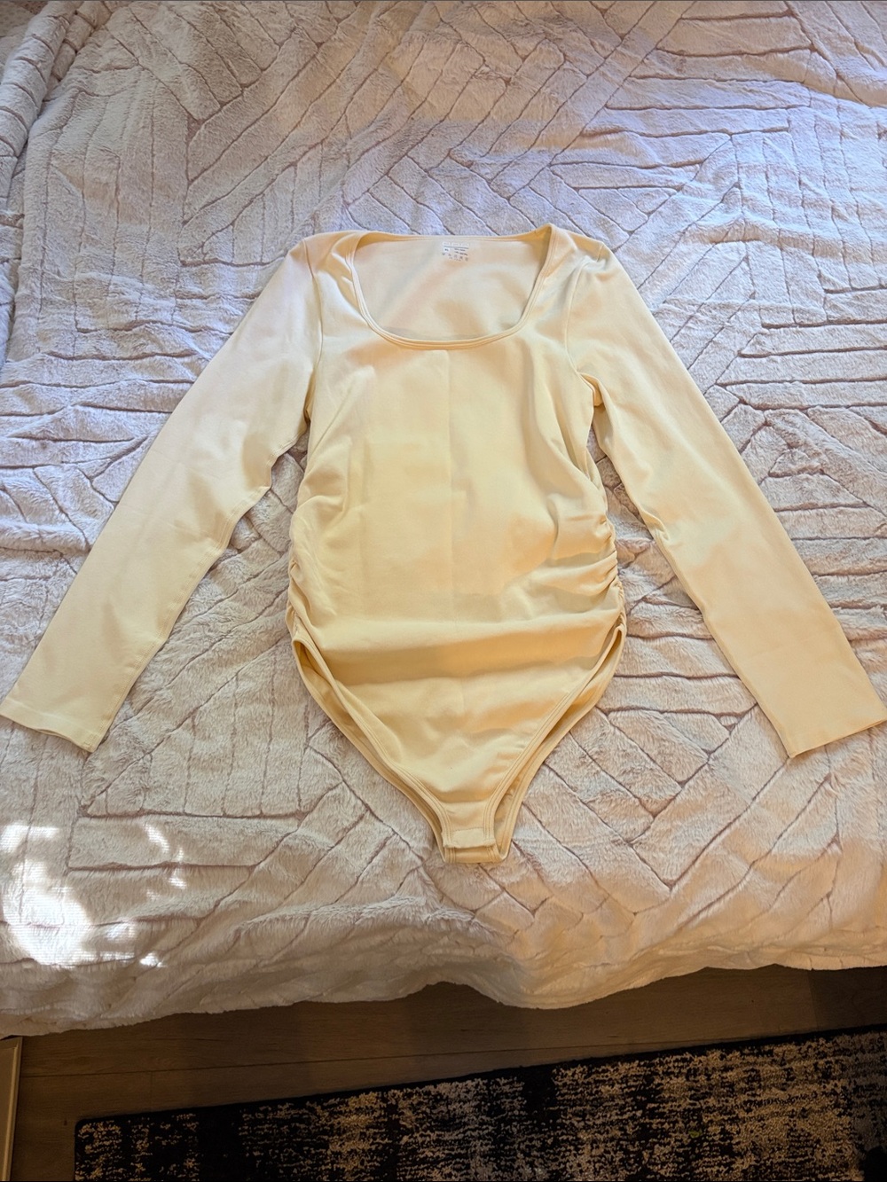 Cream Long-Sleeve One-Piece Bodysuit